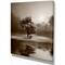 Designart - Alone Tree on Island in Sepia - Extra Large Wall Art Landscape